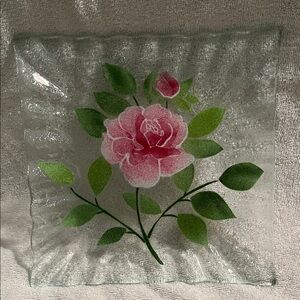 9x9 Glass plate with Rose